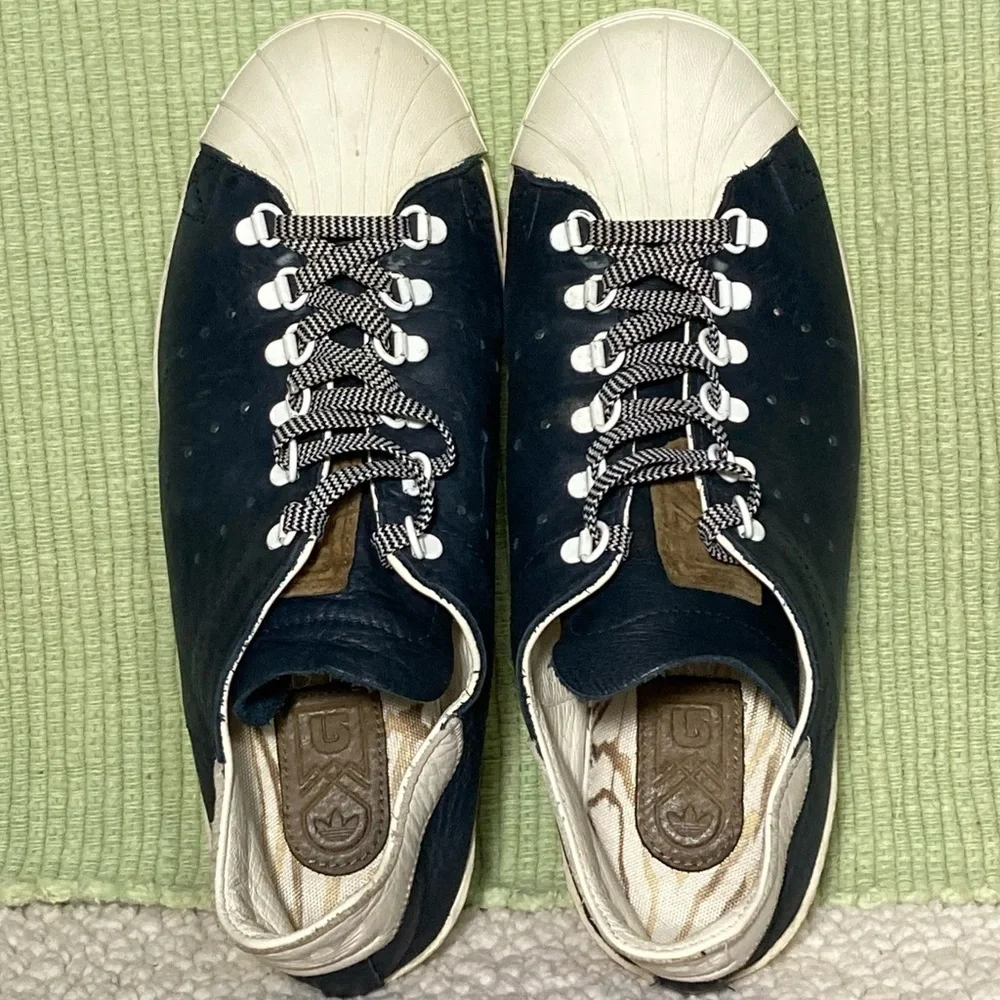 Adidas Men's Navy Blue/White Leather Shell Toe Classic Sneakers Shoes Size US 8